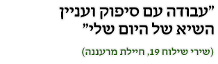 עבודה עם סיפוק ועניין. השיא של היום שלי.